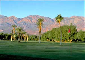 The recently renovated 18-hole Golf Course at Furnace Creek Ranch, Death Valley, is open all year. It's the world's lowest at 214 feet below sea level. The recently renovated 18-hole Golf Course at Furnace Creek Ranch, Death Valley, is open all year. It's the world's lowest at 214 feet below sea level.