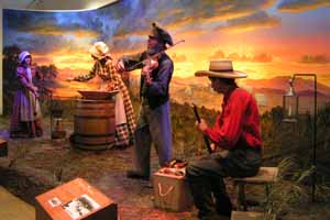This diarama shows the exuberant emigrants at the outset of their journey. Photo by Max Winthrop