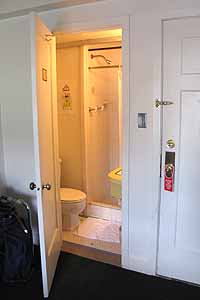 The chair will not fit by the window, so . . . was she behind the bathroom door? Doubtful. photo by Max Winthrop
