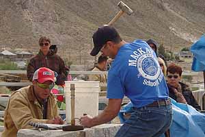 The exciting and fast-moving State Championship Mining Competition begins at the Tonopah Historic Mining Park right after the Jim Butler Day Parade on Saturday morning, May 23. Winners will vie for the World Championship titles to be held in Carson City after the October 31st Nevada Day Parade. The Mining Park is on the hillside in back of the Mizpah Hotel, and is open free of charge during Jim Butler Weekend. Bring the whole family and make a weekend excursion into the past. The exciting and fast-moving State Championship Mining Competition begins at the Tonopah Historic Mining Park right after the Jim Butler Day Parade on Saturday morning, May 23. Winners will vie for the World Championship titles to be held in Carson City after the October 31st Nevada Day Parade. The Mining Park is on the hillside in back of the Mizpah Hotel, and is open free of charge during Jim Butler Weekend. Bring the whole family and make a weekend excursion into the past.