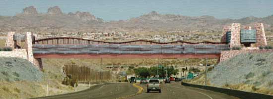 Pedestrian Bridge carries the Laughlin RiverWalk across Highway 163 on its way to Davos Dam