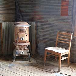 wodstove at the Tonopah Historic Mining Park